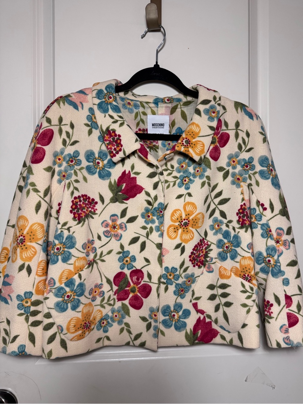 Moschino Cheap and Chic Women’s Floral Virgin Wool Jacket Button Front USA 10